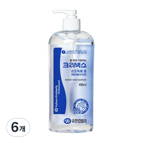 크리넥스 유한킴벌리 손소독제 겔 오이향, 450ml, 6개