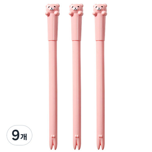 큐티베어 젤펜 0.5mm, 핑크, 9개