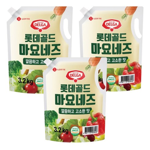 롯데푸드 골드 마요네즈 스파우트 파우치, 3.2kg, 3개
