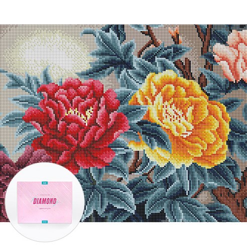 디클레어 액자 캔버스형 보석십자수 DIY 키트 40 x 50 cm, 1개, 부귀영화