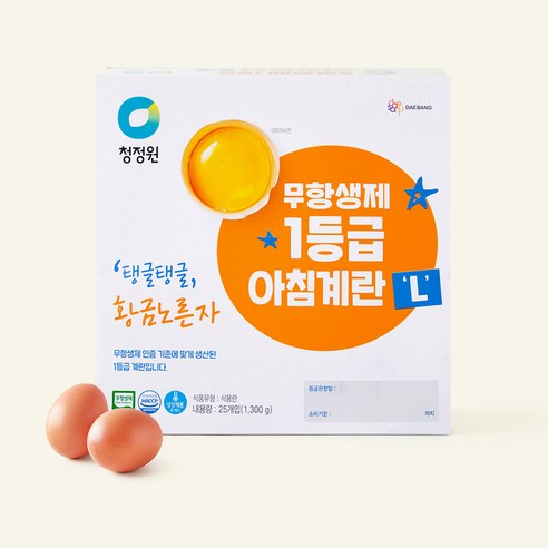청정원 무항생제 1등급 아침계란 L, 1개, 25구