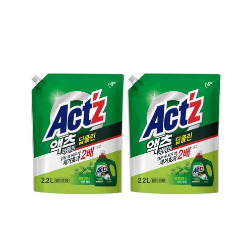 액츠 퍼펙트 딥클린 액상세제 리필, 2.2L, 2개
