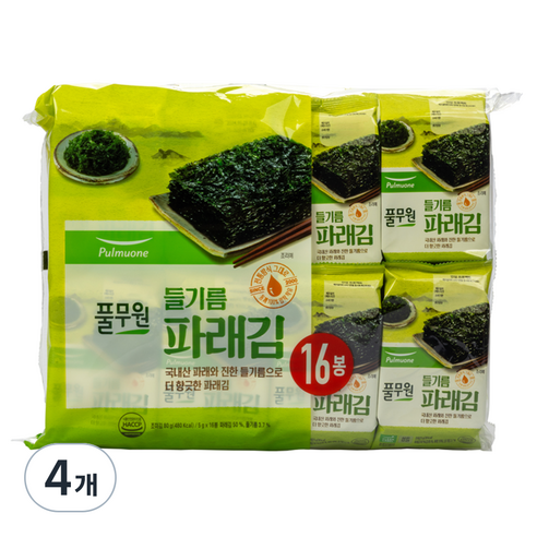 풀무원 들기름 파래김, 80g, 4개