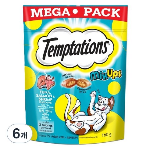 템테이션 고양이 믹스업, 혼합맛(참치/연어/새우), 75g, 6개