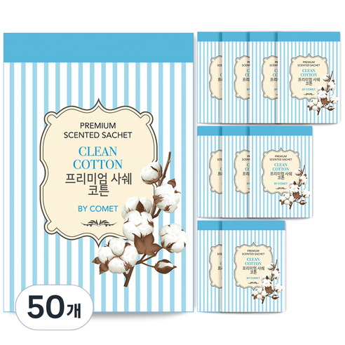 코멧 프리미엄 샤쉐 옷장방향제, 10g, 50개, 파우더/비누향