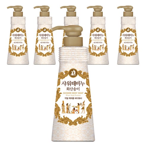 샤워때비누 화산송이 바디워시 화이트 머스크, 900ml, 6개