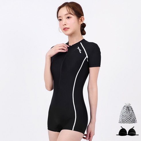 아쿠아티카 여성용 반팔 원피스 2부 수영복 + 언더브라 + 비닐백 세트 AQA27515