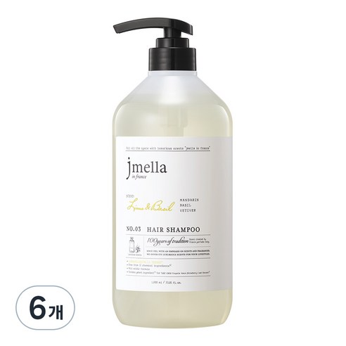 제이멜라 인 프랑스 라임 앤 바질 헤어 샴푸, 1L, 6개