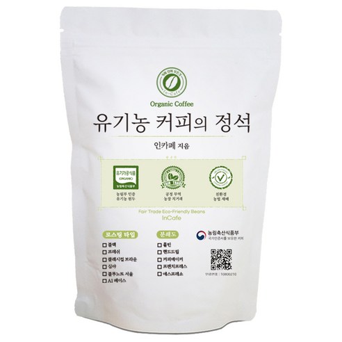 인카페 유기농 커피의 정석 올가닉블랙 분쇄 커피, 200g, 에스프레소, 1개