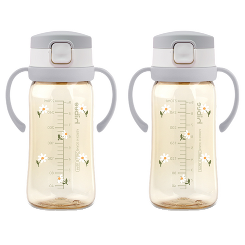하이비 유아용 PPSU 에잇벤트 원터치 빨대컵 270ml, 2개, 데이지 그레이