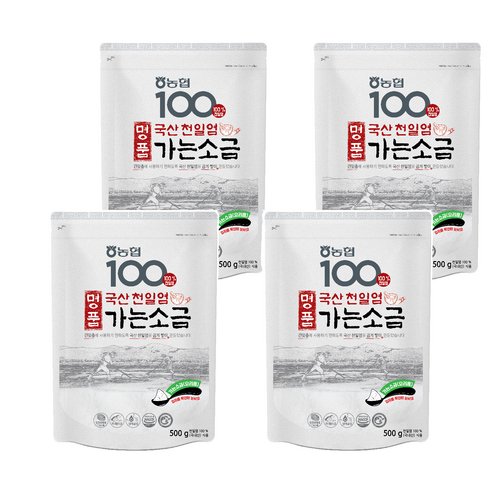 농협 100 천일염 가는소금, 500g, 4개