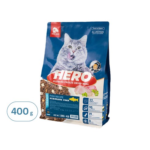 HeroMAMA 寵物食品 寵物罐頭 貓糧 貓飼料 益生菌凍乾晶球糧(全齡)- 深海鮭魚 400g