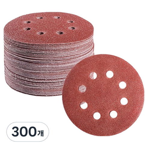 OON 원형 사포 샌딩 페이퍼 8홀 60방 125mm, 300개