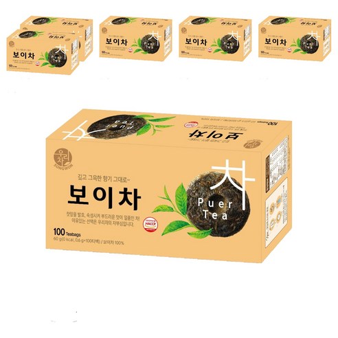우리차 송원식품 보이차, 600mg, 100개입, 6개, 0.6g