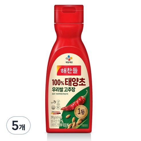 100% 태양초 우리쌀 고추장, 290g, 5개