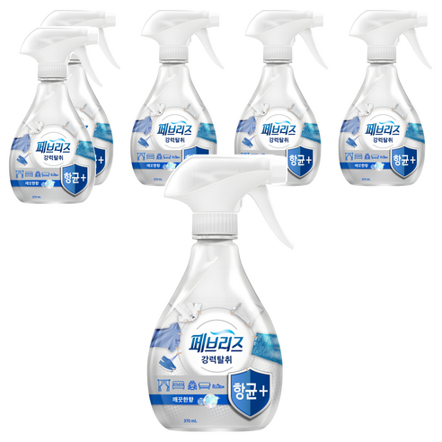 페브리즈 항균플러스 섬유탈취제 깨끗한향 본품, 370ml, 6개