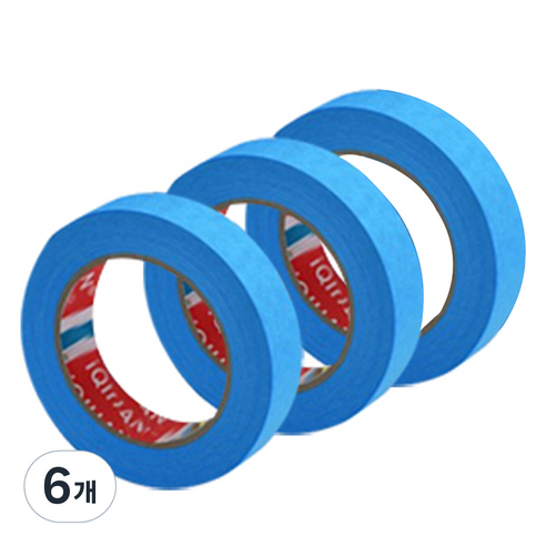 iQIHAN 칼라 마스킹 종이테이프 20mm x 15m, 블루, 6개