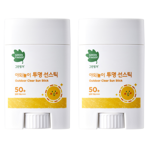 그린핑거 야외놀이 투명 유아 선스틱 단상자 SPF50+ PA++++, 20g, 2개