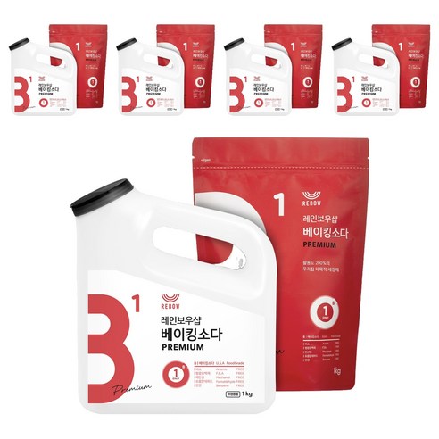 레인보우샵 왕톡톡이 베이킹소다 리필세트, 1kg, 5세트