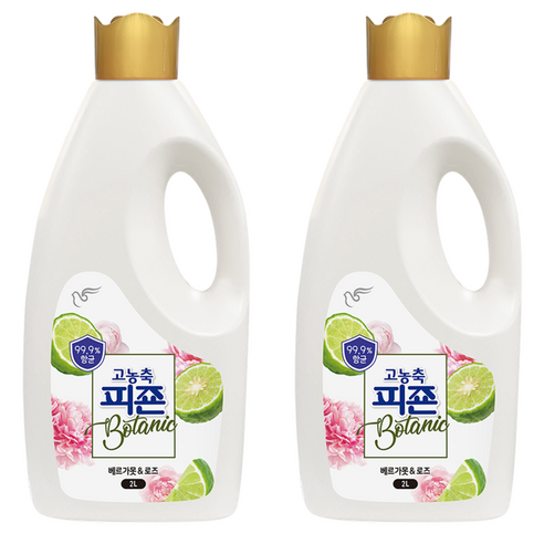 피죤 고농축 항균 보타닉 섬유유연제 베르가못 & 로즈, 2L, 2개