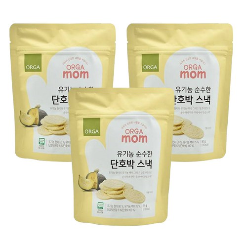 올가홀푸드 순수한 유기농 스낵, 단호박, 3개