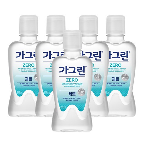 가그린 제로 구강청결제, 250ml, 5개