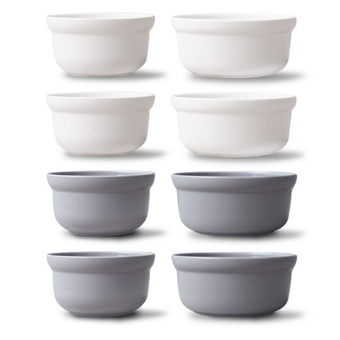 보울보울 국산 노르딕볼볼 공기+대접 2P, 화이트+그레이, 공기 4p + 대접 4p, 4세트