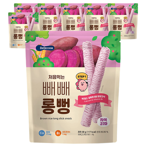 베베쿡 처음먹는 빼빼롱뻥 30g, 12개, 자색고구마