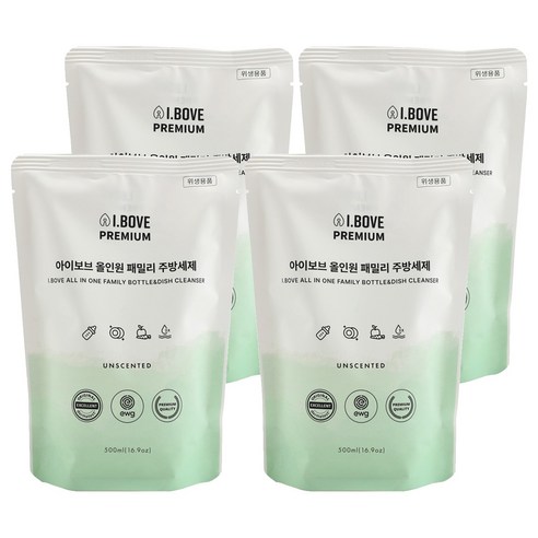 아이보브 올인원 패밀리 젖병 식기세제 리필, 4개, 500ml