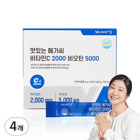비타민마을 맛있는 메가씨 비타민C 2000 비오틴 5000, 2개, 180g