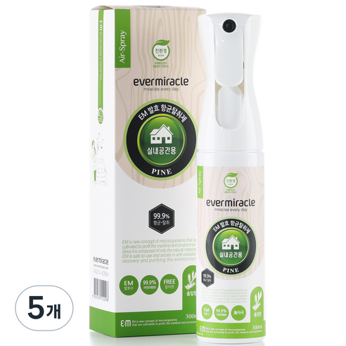 에버미라클 EM 발효 탈취제 본품 파인향, 300ml, 5개