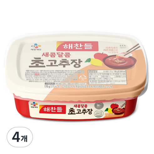 해찬들 새콤달콤 초고추장, 4개, 170g