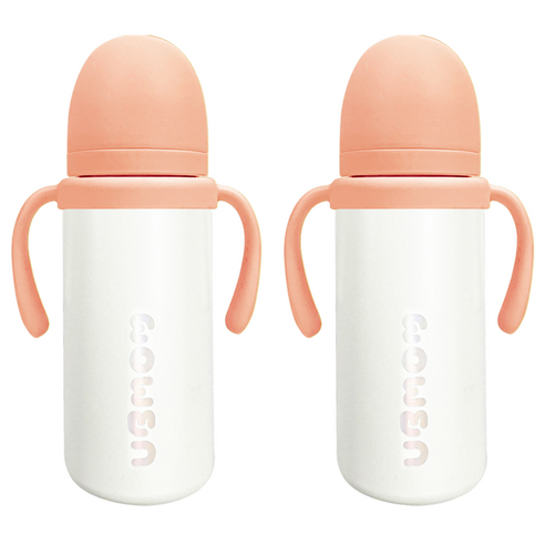 유비맘 유아용 시그니처 보온보냉 스테인리스 빨대컵 330ml, 2개, 딸기