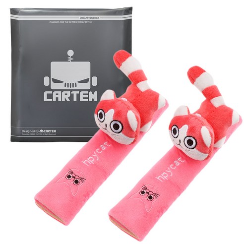 카템 차량용 코지 안전벨트 커버, 핑크키튼, 2개