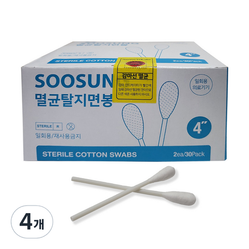 수성 멸균탈지면봉 10cm 2p, 30개입, 4개