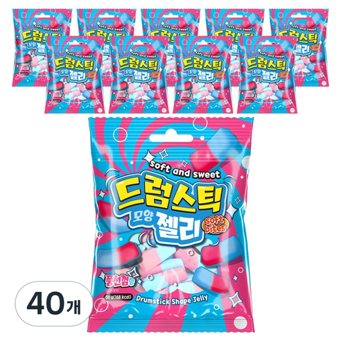 드럼스틱 모양 젤리 풍선껌 향, 40개, 50g