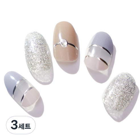 엔젤리 프리미엄 젤 네일 아트 스티커 세트, 3세트, 시크릿 샤인