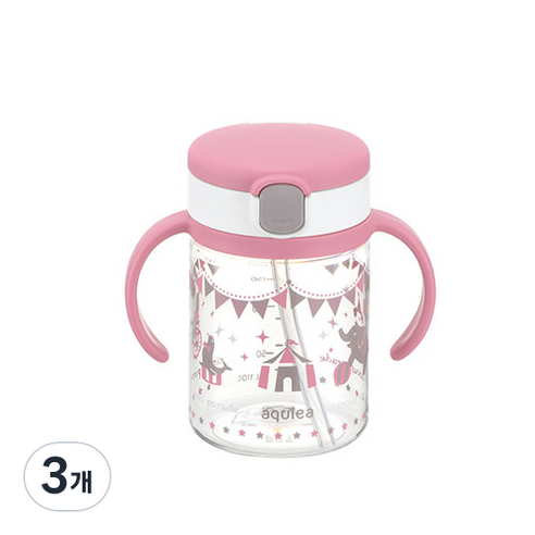 릿첼 AQ 빨대컵, 200ml, 핑크, 3개 200ml × 핑크 × 3개 섬네일