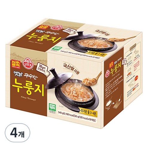 오뚜기 실쏙 옛날 구수한 누룽지, 540g, 4개