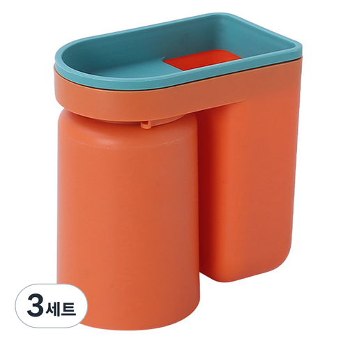 무타공 벽걸이 칫솔꽂이 양치컵, 오렌지, 3세트