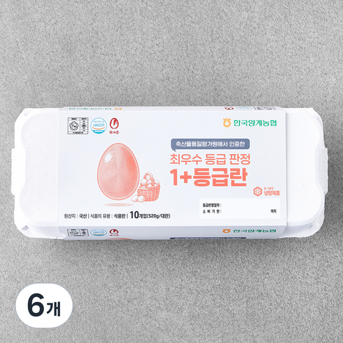 목계촌 1+ 등급 계란 520g, 10구, 6개