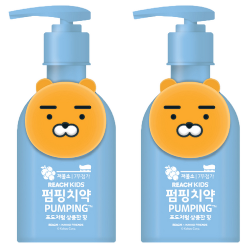 리치 카카오프렌즈 키즈 펌핑치약 블루, 160g, 2개