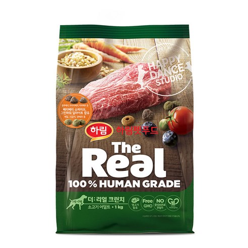 하림펫푸드 더리얼 크런치 어덜트 강아지사료, 소, 1kg, 1개
