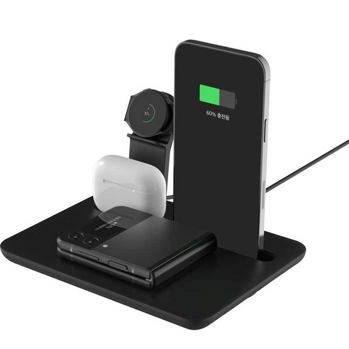 뮤란드 6 in 1 삼성 / 애플 멀티 고속 무선 스테이션 ML-00601, 1개, 블랙