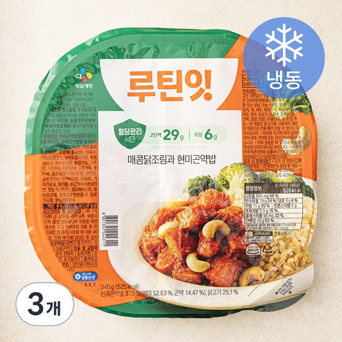 CJ제일제당 루틴잇 매콤닭조림과 현미곤약밥 (냉동), 346g, 3개
