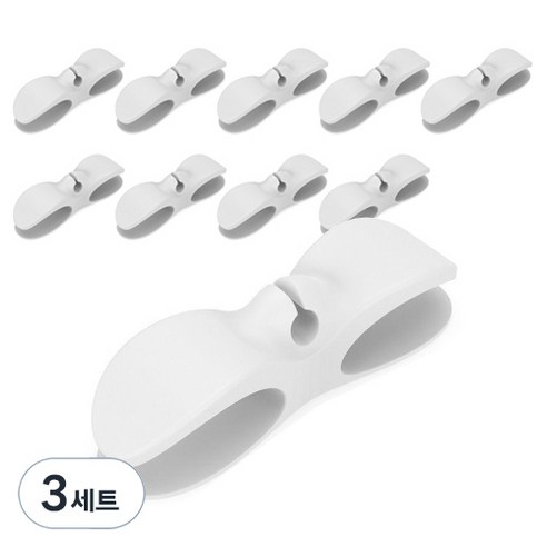 피키픽스 케이블 선정리 홀더 10p + 접착 실리콘 스티커 10p, 3세트, 화이트