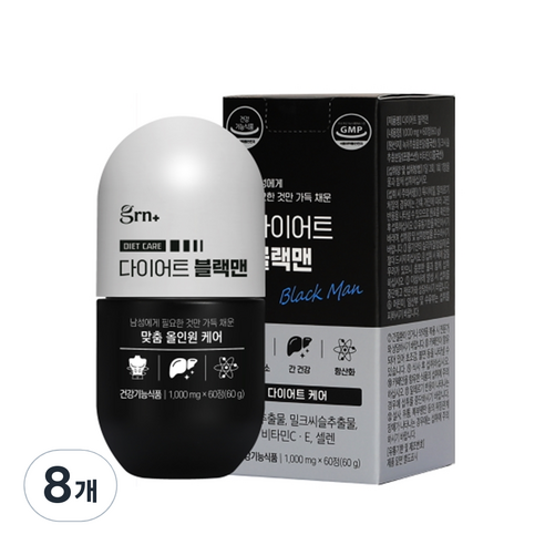 GRN 다이어트 블랙맨 60g, 60정, 8개