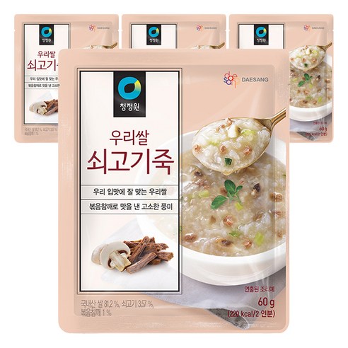 청정원 우리쌀 쇠고기죽, 60g, 4개