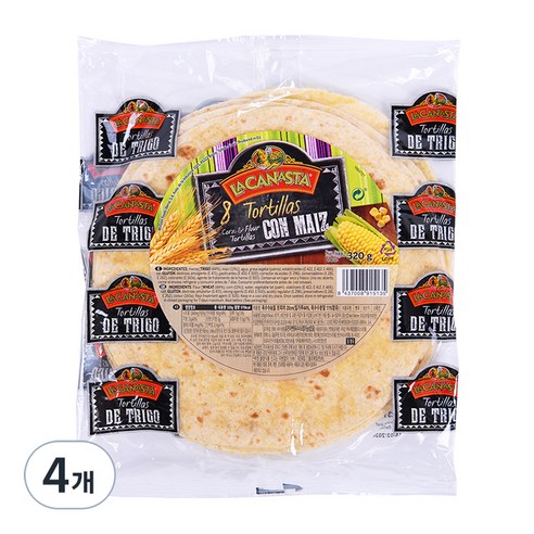 라카나스타 미션푸드 옥수수 앤 밀 또띠아 20cm, 320g, 4개