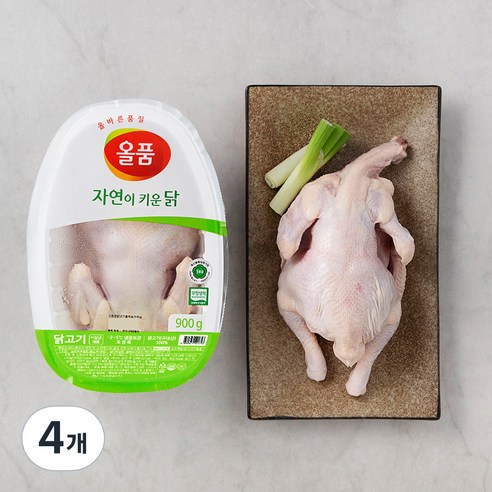 올품 무항생제 인증 자연이 키운닭 (냉장), 900g, 4개
